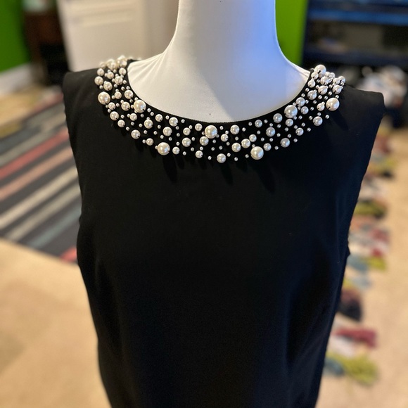 Calvin Klein Black Dress Plus Size LBD with Embellished Neckline - Picture 7 of 10